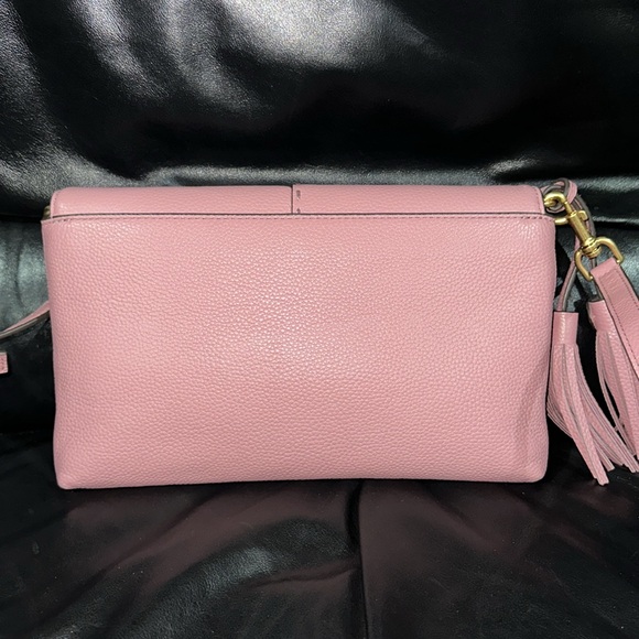 🔥🔥🔥Tory Burch Pink Leather McGraw Crossbody Bag With Tassel - Picture 7 of 14